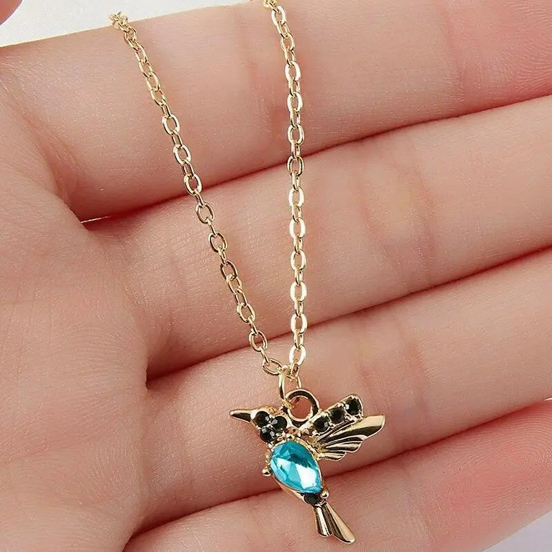 Collana con colibrì in smalto e biossido di zirconio