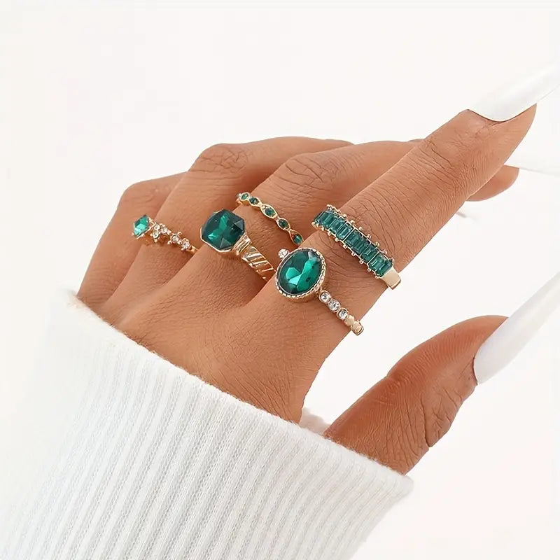 Set de anillos Zarina con exquisitas esmeraldas
