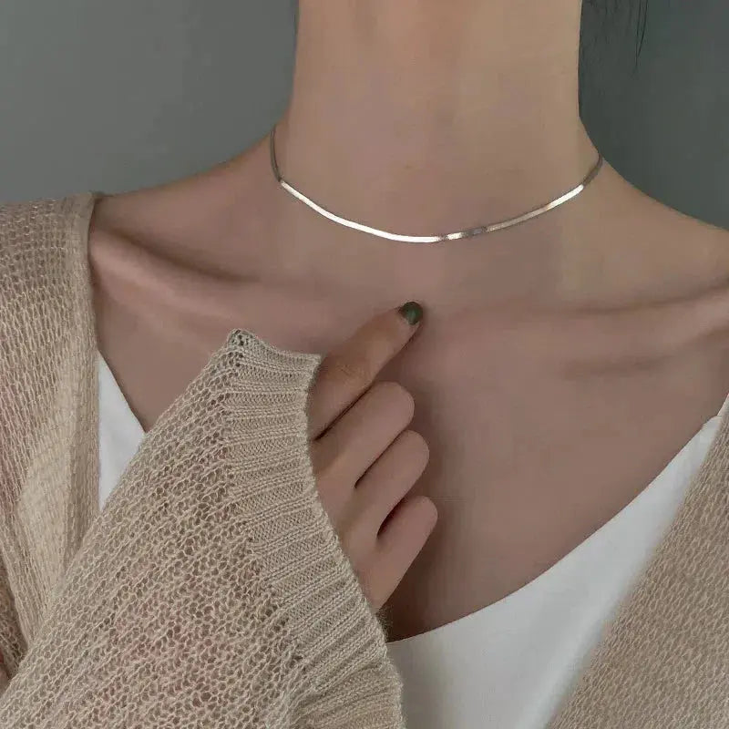 Collana elegante piatta in argento