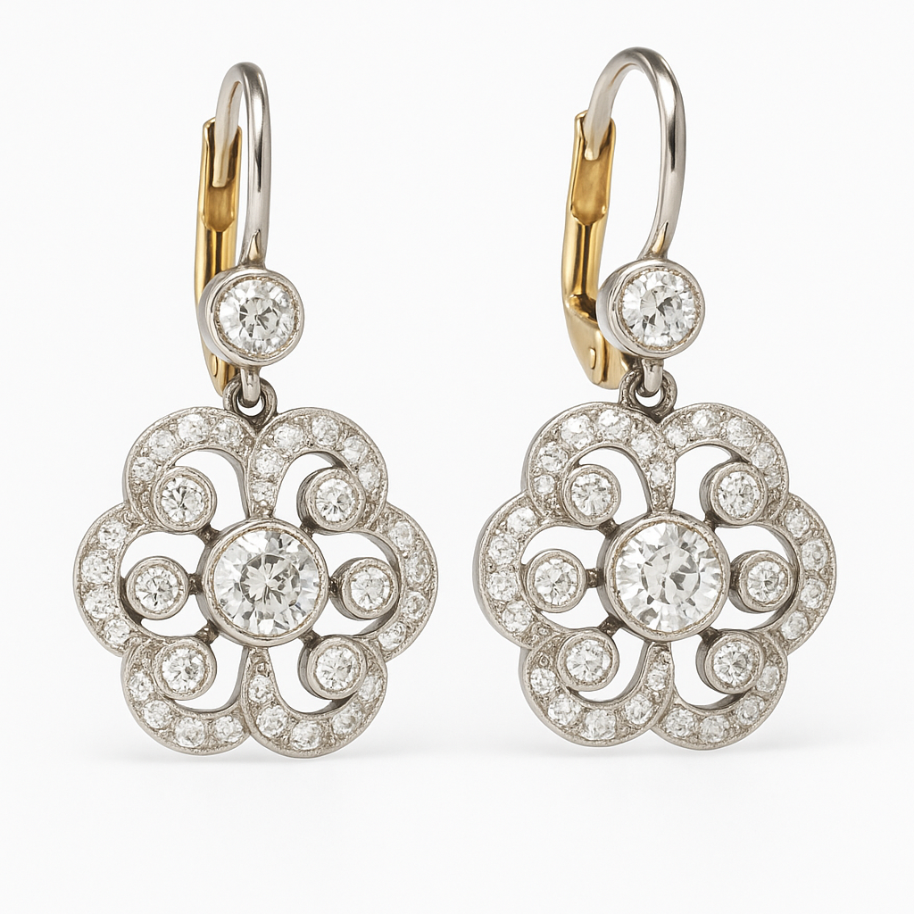 Aretes retro de mandala con cristal