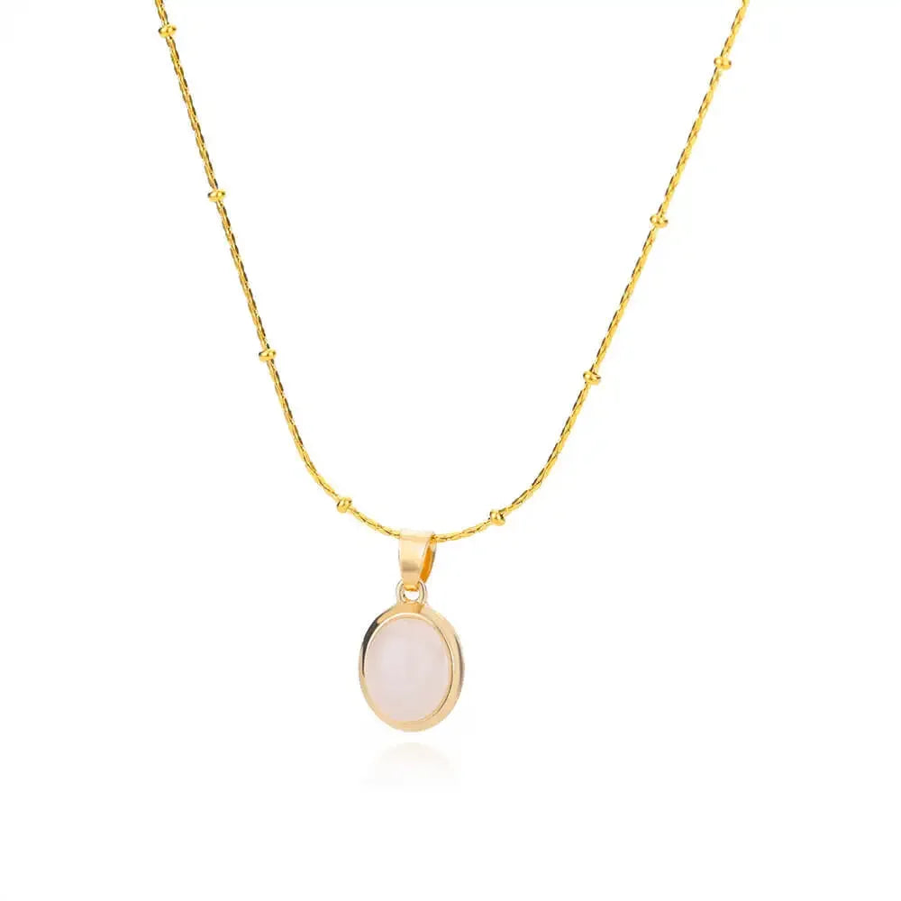Collar chic de acero inoxidable dorado con colgante de ópalo en forma de gota de agua