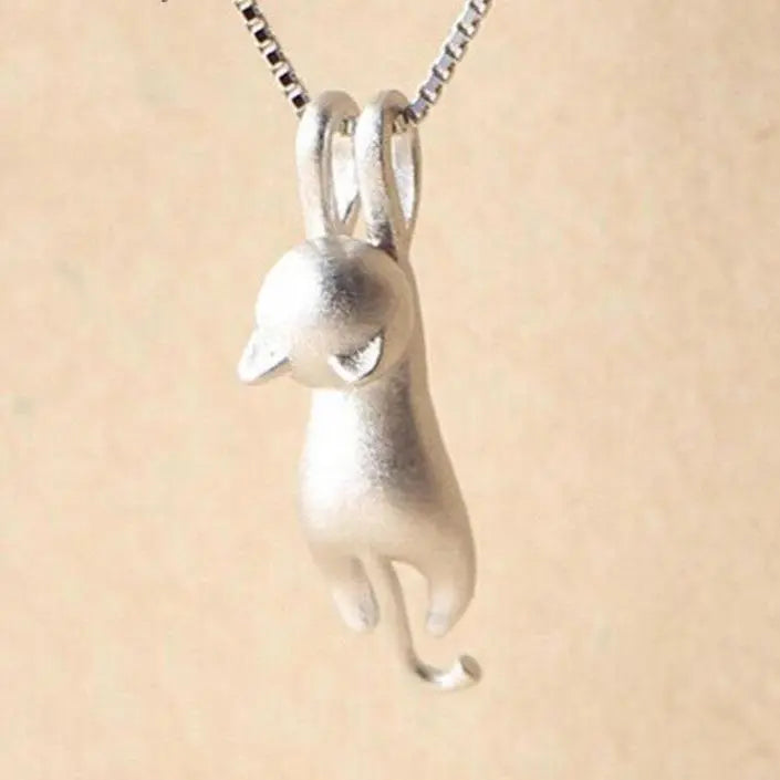 Collar juguetón de gatito en plata esterlina 925