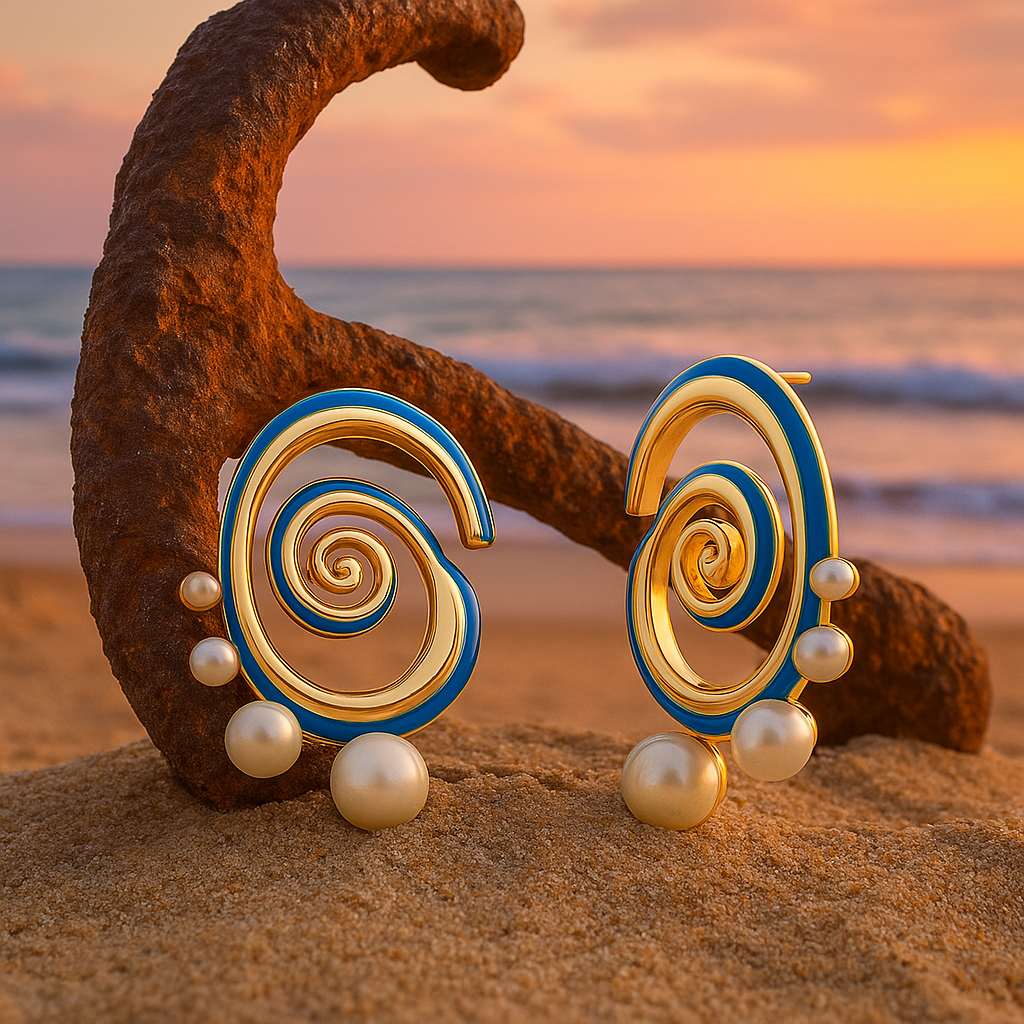 Aretes con perlas azules