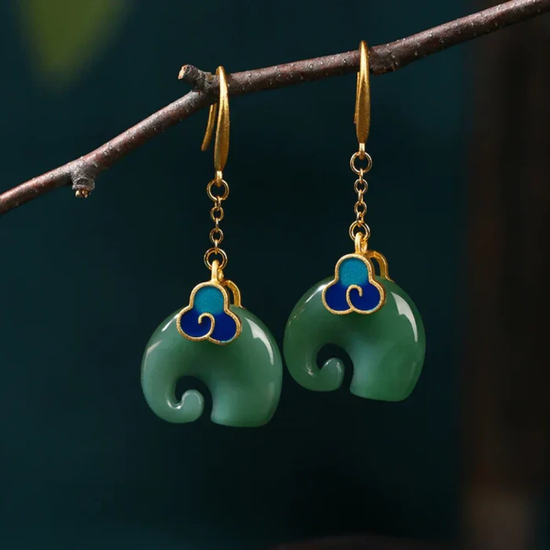 Aretes retro chic en forma de elefante