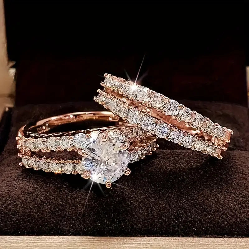 Set elegante de anillos Brillo Eterno