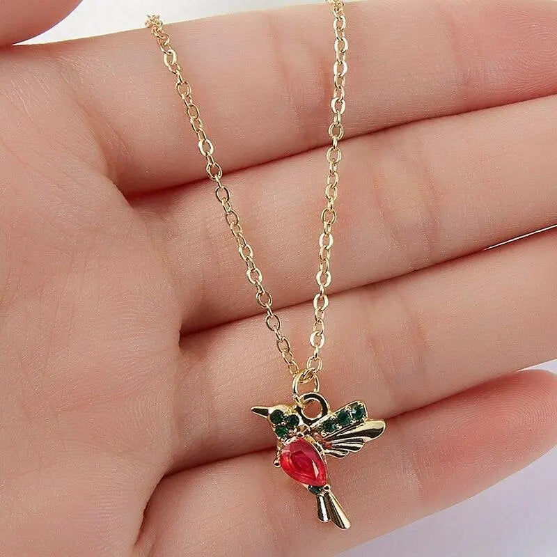 Collana con colibrì in smalto e biossido di zirconio