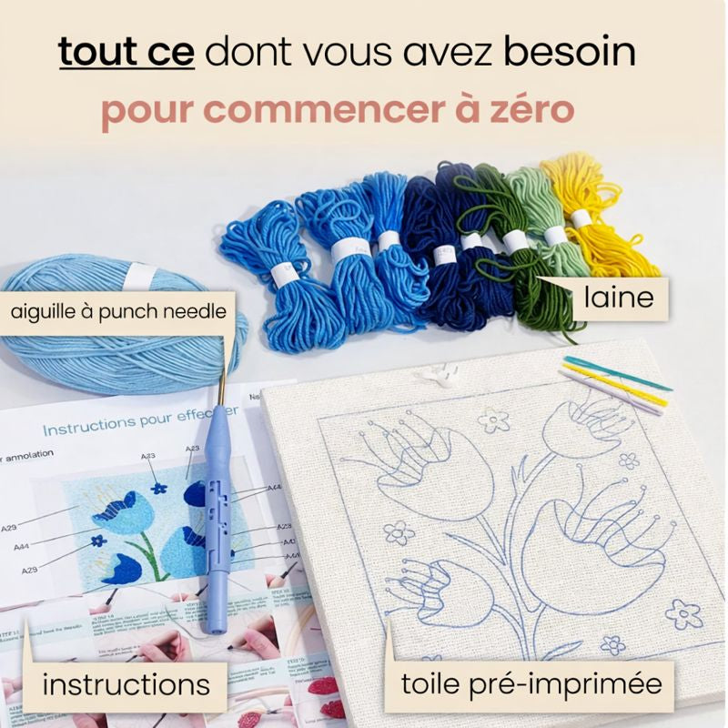 Kit de punch needle Calm Stitch avec fils