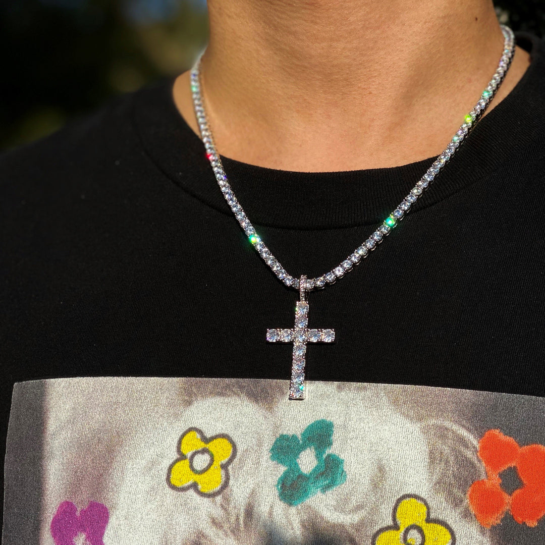 Moissanite cross necklace | White Gold