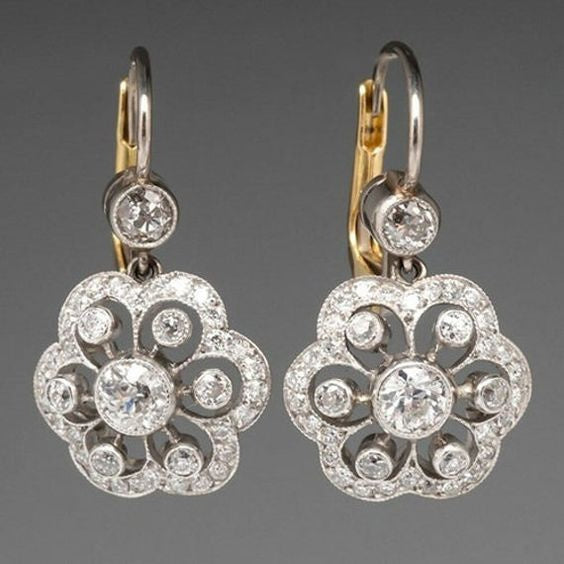 Aretes retro de mandala con cristal