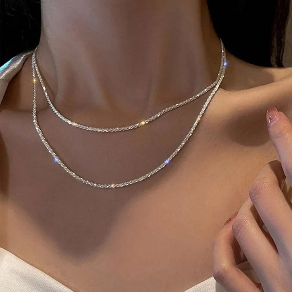 Collar de doble capa con cristal