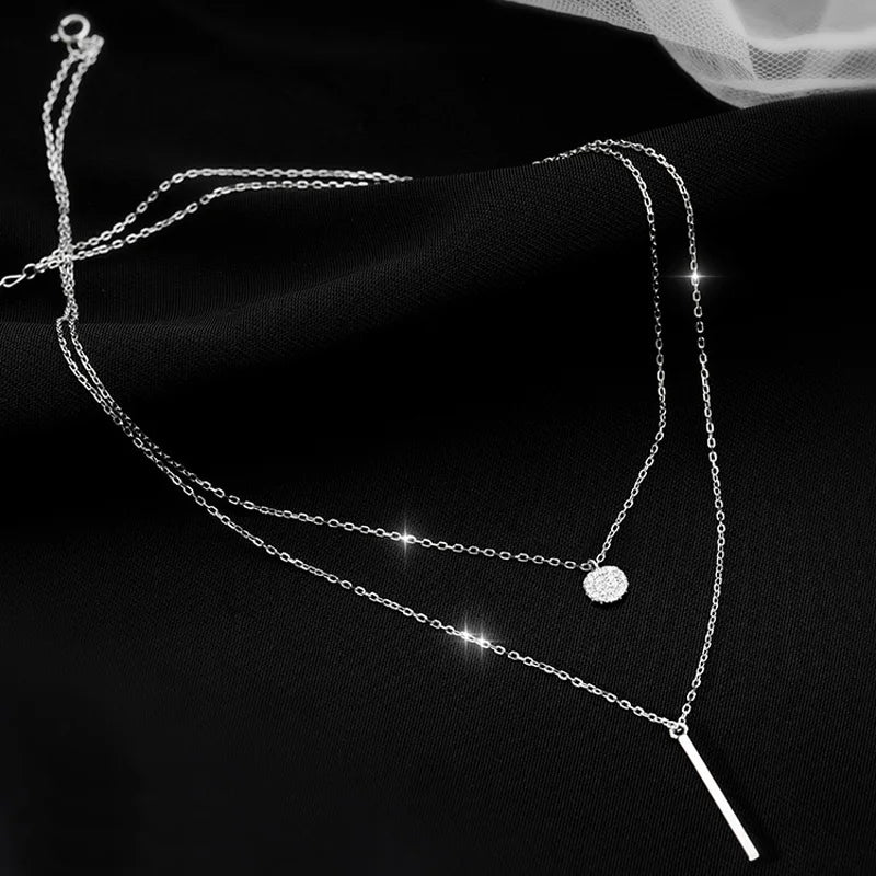 Collar de doble capa en plata de ley
