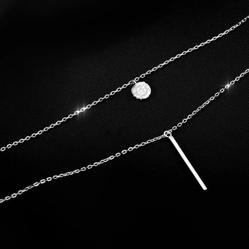 Collar de doble capa en plata de ley