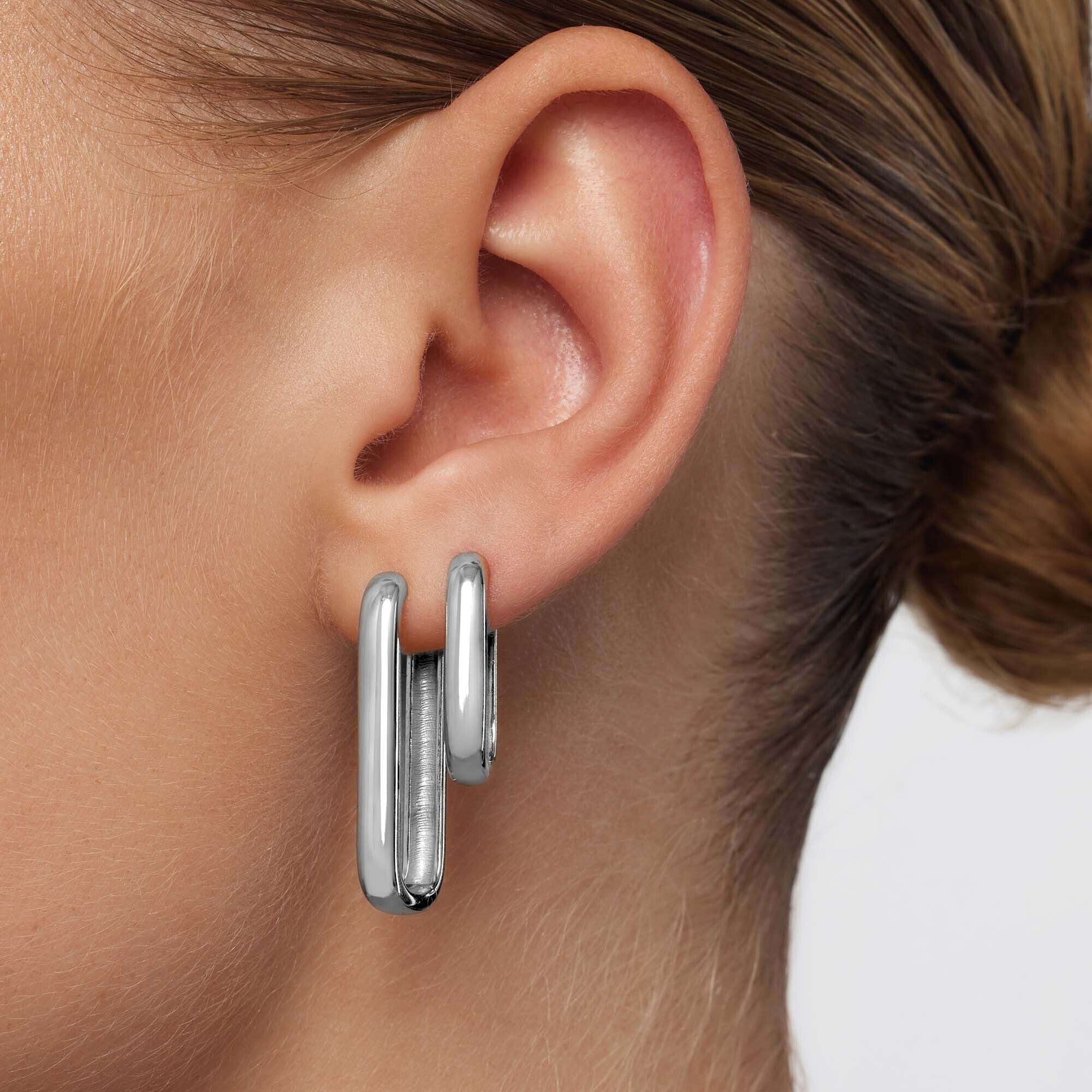 Large Icon Hoops | White Gold