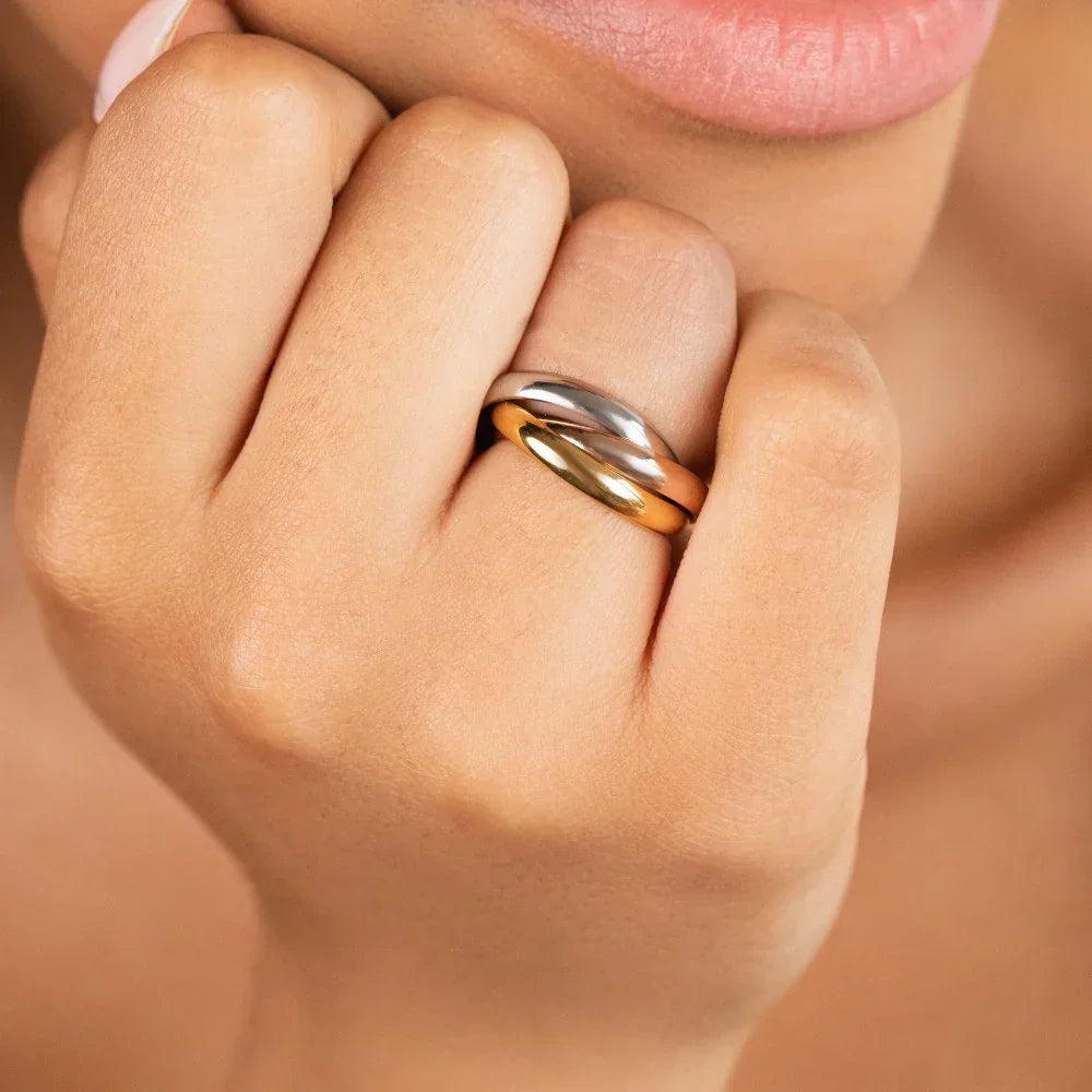 Elegant Triple Tone Band Ring