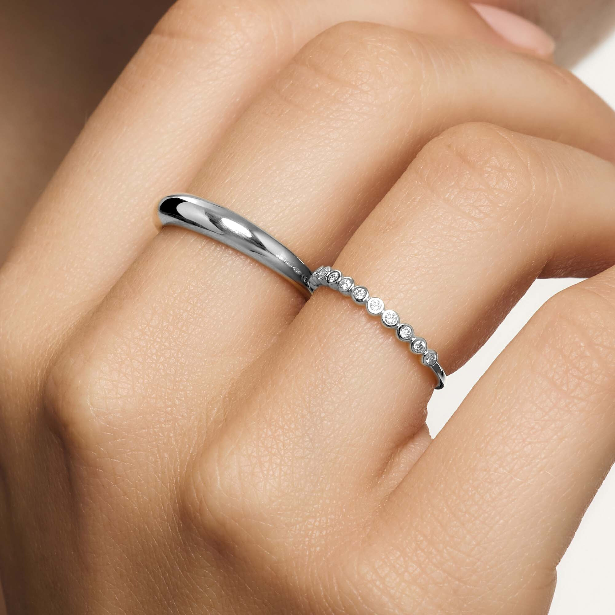 Diamond Bubble Ring | White Gold